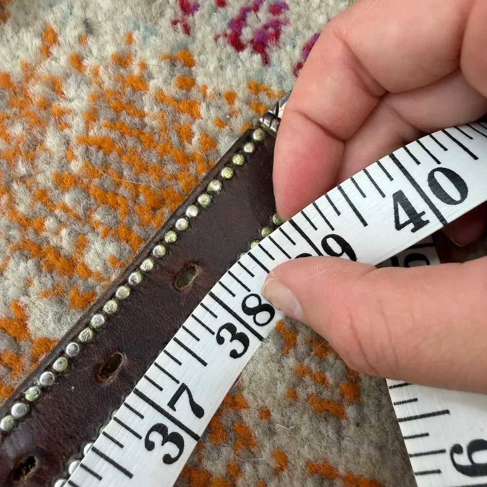 Vintage Silver Buckle Brown Leather Belt